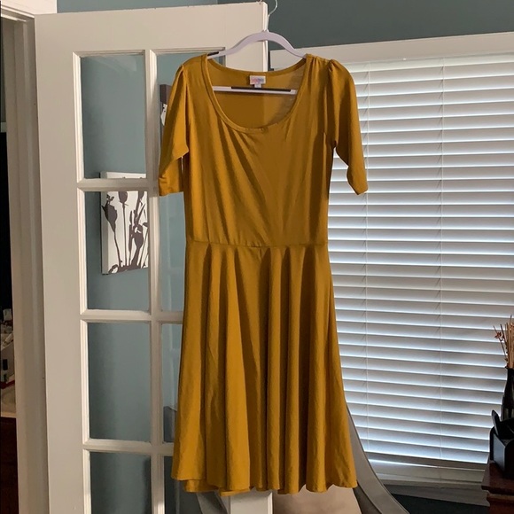 Mustard Lularoe Nicole Dress, Large - Picture 2 of 2